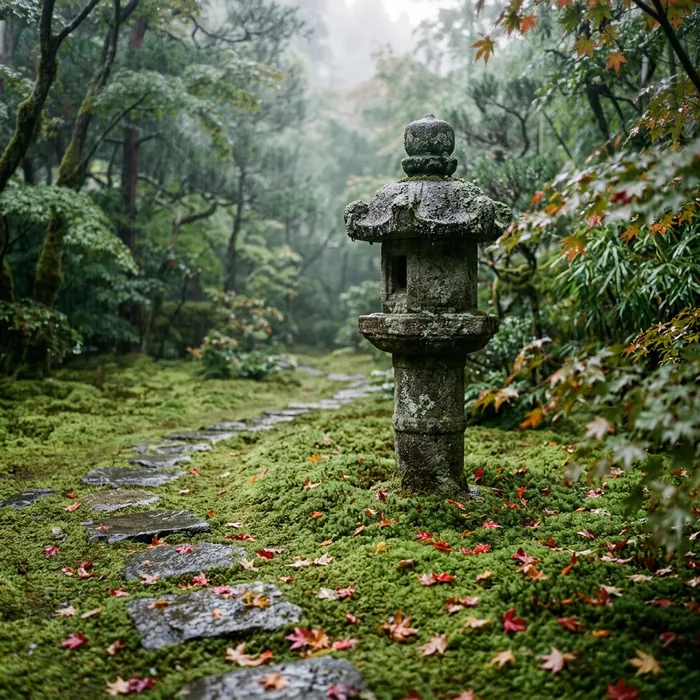 Moss garden in the rain example result